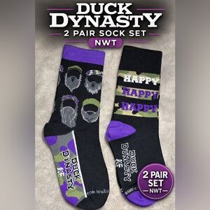 Duck Dynasty 2 Pair Crew Socks Happy Happy Happy Robertson Beard NWT Size 4-10